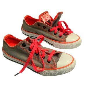 Converse Chuck Taylor Kids All-star Grey Orange Double Tongue Girls Size 1